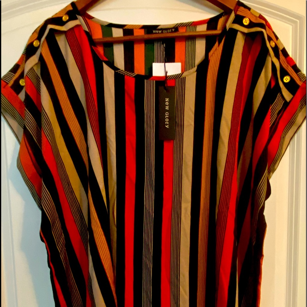 Plus Size Multi Color Stripe Blouse